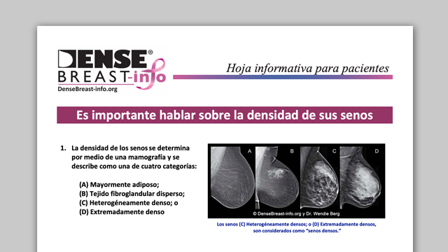 Hoja informativa para pacientes | Dense Breast Info