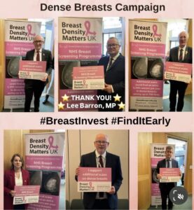 6 UK MPs in front of Breast Density Matters UK banner